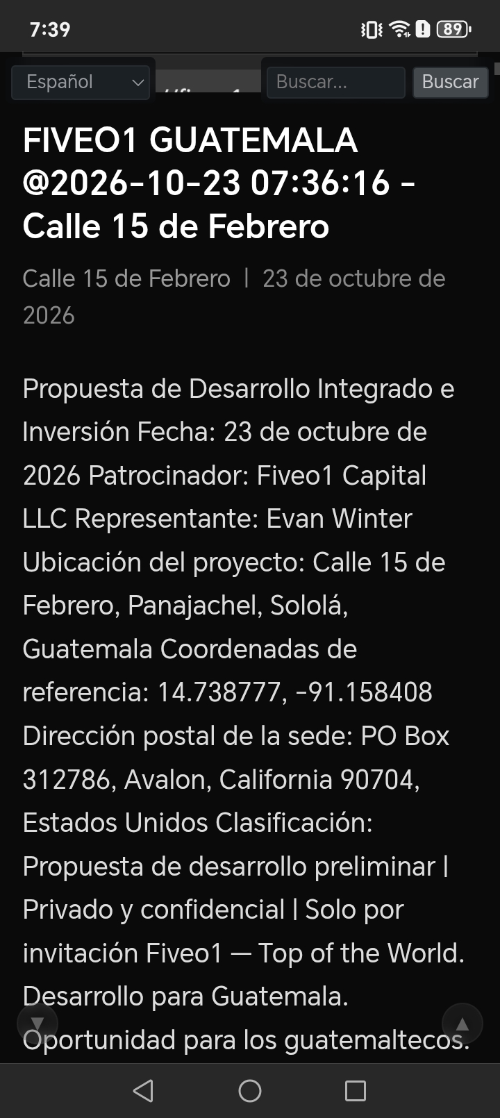 Español FIVEO1 GUATEMALA @2026-10-23 07:40:35 - Calle 15 de Febrero